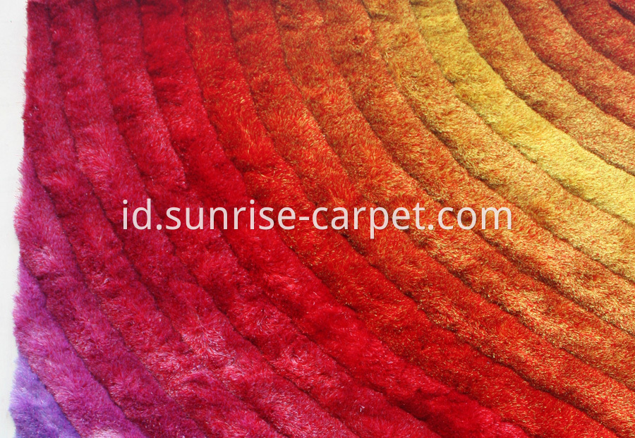 Polyester Silk Shaggy 3D Multi Color Rug